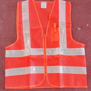 High-Visibility Orange Safety Vest with Reflective Strips