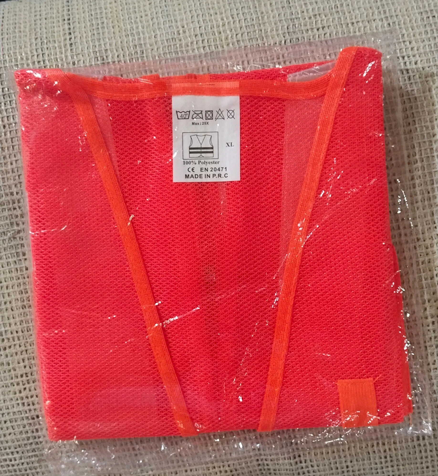 High-Visibility Orange Safety Vest with Reflective Strips - View 1