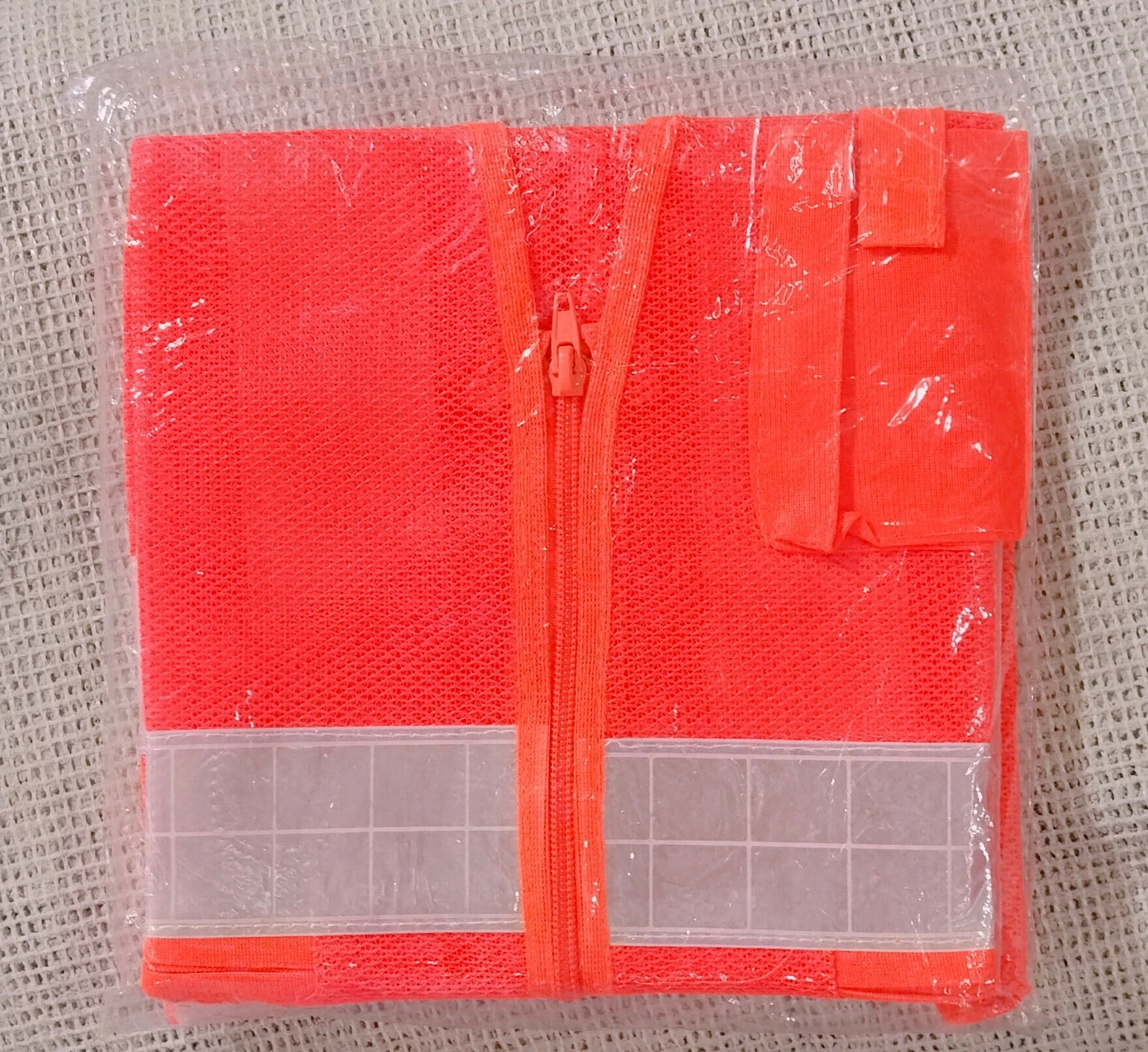 High-Visibility Orange Safety Vest with Reflective Strips - View 2